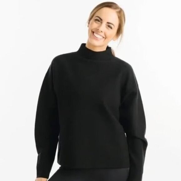 Zyia Onyx Asana Black Funnel Neck Pullover Sweater Women's Size Large Activewear - Picture 1 of 8